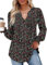 CHICZONE Women's Tops Sexy V Neck Pleated Shirts Blouses Puff Long Sleeve Dressy Casual