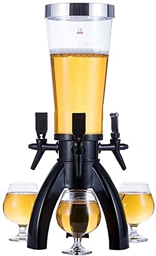 WHITEUQ Bierzapfanlage, Bierfass-Bierzapfturm, Bierzapfanlagen-Set mit 3 Zapfhähnen, Getränkespender für Partys (Schwarz, 17 x 57 cm)
