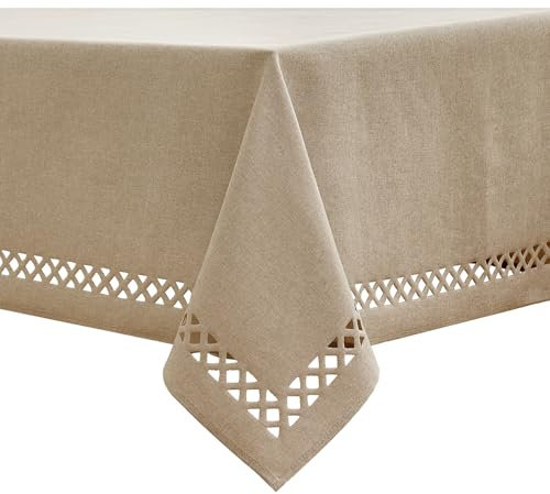 MIULEE Leinen Optik Tischdecke Creme Tischdecken 140x240cm Abwaschbar Lotuseffekt Eckig Rechteckig Tischtuch Polyester Wasserabweisend Tischwäsche Abwischbare Tafeldecke für Party Küche