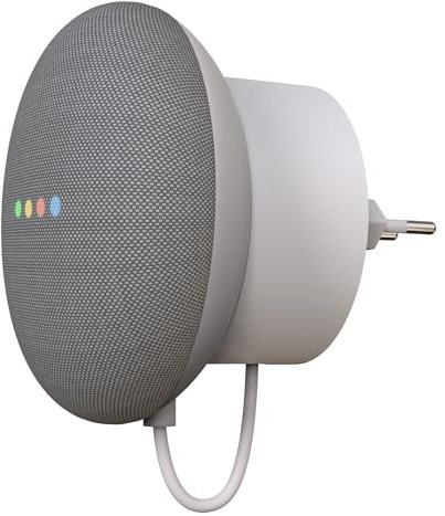 Support pour Google Nest Mini - Support mural - Compact - 2ème génération - Cache les câbles lâches (Blanc)