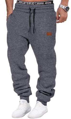 HMIYA Jogginghose Herren Baumwolle Trainingshose Lang Sporthose mit Taschen | Freizeithose,Hosen Klassische,Elastischer Bund mit Kordelzug,Vielseitig