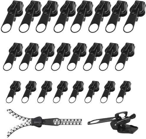 Reißverschluss Schieber Reparatur Set - 3 Größen Fix Kit Zipper für Jacken, Koffer, Rucksäcke (24 Stück)