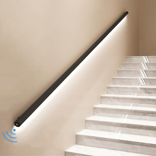 JINGJIAOPLSD Handläufe für Treppen, Wandgeländer für Treppen, Treppenlichter für Den Innenbereich, Treppenhandlauf, Mattschwarz(4cm)