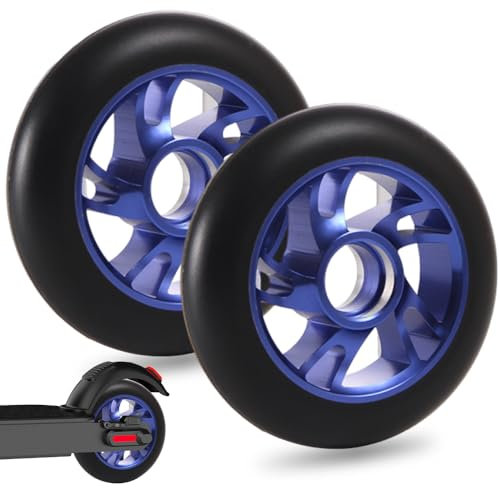 Stunt Scooter Rollen 100mm, HOVCEH 2 Stück Ersatzräder für Scooter mit ABEC-9 Lager Aluminium Speichenkern, Roller Reifen, Scooter Räder Kompatibel für Meisten Stuntscooter & Kickscooter