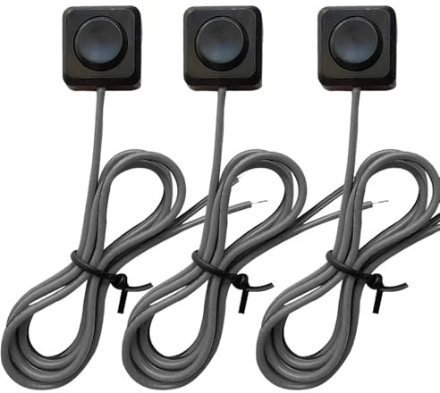 Guuzi Interruptor Pulsador Momentáneo de Pasta de 3piezas,12V,24V,100cm,Interruptor Pulsador Momentáneo de Montaje en Superficie Precableado con Cubierta,Cinta de Doble Cara,no Requiere Perforación