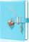 CAGlE Diary with Lock and Key, Heart-Shaped Lock Journal for Girls, Leather Journal Personal Organizers Girls Secret Notebook, 5.3x7 inches, Blue