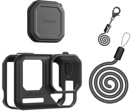 Custodia in Silicone per Insta360 Ace Pro 2, Custodia per Fotocamera Tappo Obiettivo con Cordino per Insta360 Ace Pro 2 (Nero)