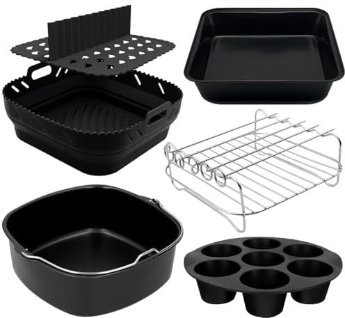 Heißluftfritteuse Zubehör für COSORI Turboblaze 5,5L/6L/6,2L/6,4L/Turbo Tower Pro 10,8L, Philips Airfryer XXL 7,2/8,3L, Russell Hobbs 8L/8,3L, Auflaufform Backform Airfryer Accessories silikoneinlagen
