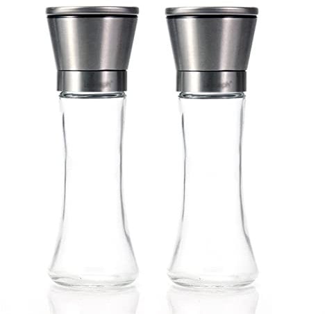 Pepper Mill Pepper Salt Grinders,Stainless Steel Salt and Pepper Grinder Set - Tall Salt and Pepper Shakers with Adjustable Coarseness Hand Pepper Grinder Spice Grinder
