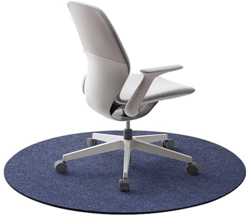 Highdi Grande Tappeto Sedia Ufficio Gaming, Rotondo Antiscivolo Tappeto per Sedia con Ruote, Antigraffio Tappetino Protettivo del Pavimento per Parquet e Piastrelle (Blu marino,Diametro 60cm)