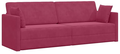 vidaXL Boden-Sofa-Bett 2-in-1 Weinrot 213x144x60 cm Samt