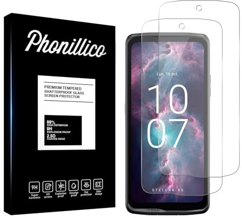 PHONILLICO Hartglas für Crosscall Stellar X5 [2 Stück] Displayschutzfolie Screen Protector Film Anti-Kratzer Glas Resistant
