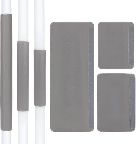 MAYJOYDIY 3 Pairs Grey Appliance Handle Covers, 3 Styles Non-Slip PU Leather Protector for Refrigerator, Microwave, Oven, Dishwasher - Adjustable Stretchable Kitchen Decor & Grip Cover