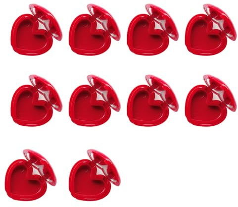 10er Set Kosmetiktasche Herz mit Spiegel Kleine Reiseboxen für Lippenstifte Kosmetiktasche Wiederverwendbare Kosmetiktasche Wiederverwendbare Kosmetiktasche, rot