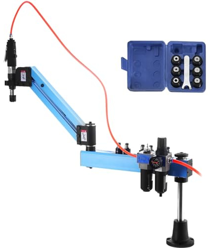 Pneumatische Gewindeschneidmaschine, 360° Multidirektionaler Luftbohrer mit flexiblem Arm zum Bohren und Einfädeln, Wasserhahnspannzangen im Lieferumfang enthalten