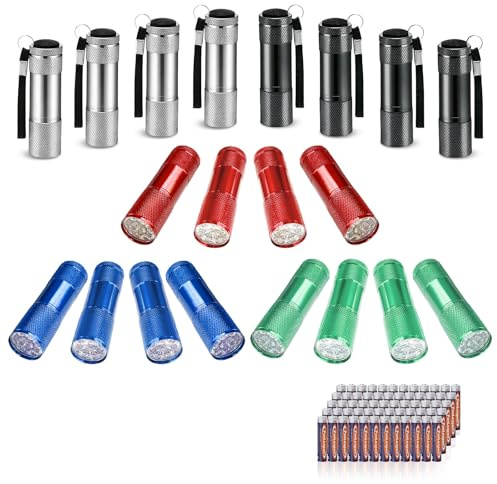 flintronic 20PCS Mini Linterna LED, Aluminio Linternas Pequeña con Cordón, Linterna de Bolsillo, Camping, Senderismo, Exterior, Urgente(con Bateria)