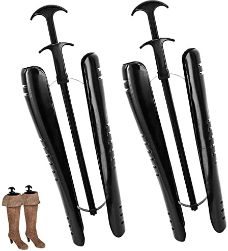 2PCS Black Automatic Boot Trees,Boot Stretchers,Adjustable Spring Loaded Boot Treess for Knee High & Tall Boots, Spring Loaded Boot Trees with Handle,Anti-Wrinkle Shaft Support Inserts for Women & Men