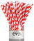 EinsSein 25x Pailles de Papier Stripes L 19,5cm Blanc-Rouge