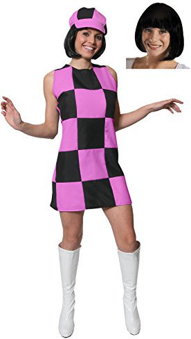 ILOVEFANCYDRESS - Vestito da donna a quadretti, colore: rosa e nero, taglia M