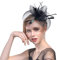 JZK Dame Vintage Fascinator Blume Kopfbedeckung Kopfstück Feder Haar Zubehör mit Clip & Stirnband, Elegant Haarschmuck Hut für Cocktail Party Hochzeit (Schleier, schwarz)