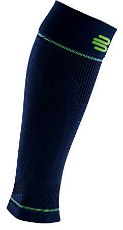Bauerfeind Kompressions-Wadenbandage „Sports Compression Sleeves Lower Leg“, 1 Paar Sleeves für die Waden, Unisex, Beinstulpen für Ball- & Ausdauersportarten, Marineblau, M kurz