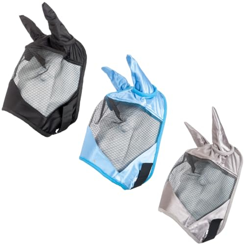 RL24 - Fliegenmaske Light Basicline | Pferdefliegenmaske in Silber | sehr feinmaschiger Fliegenschutz für Pferde | Verschluss mit Doppelklett | Pferde Zubehör für Warmblut
