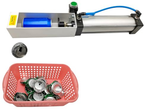 NKAIKE Aluminum Can Crusher, Heavy Duty Pneumatic Cylinder Soda Beer Can Crusher, Eco-Friendly Recycling Tool (Countertop Button Valve)