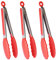 HINMAY Praktische Küchenzange aus Silikon, 22,9 cm, Grillzange, 3er-Set (rot)