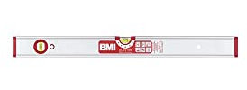 BMI Alu-Profil Wasserwaage ALUSTAR (60 cm lang, kantenlose Horizontal-Libelle mit Lupen-Effekt, hohe Messgenauigkeit 0,5 mm/m, mit Gummiendkappen) 694060E