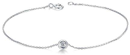 Daesar Damen Armband 18K Weißgold Echt, Weißgold Armband Hochzeit Vintage Bettelarmband 18CM Rund Diamant