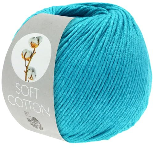 LANA GROSSA Soft Cotton | Weiches Baumwollgarn mit modernem Mikrofaseranteil | Handstrickgarn aus 70% Baumwolle & 30% Polyacryl | 50g Wolle zum Stricken & Häkeln | 140m Garn FB29
