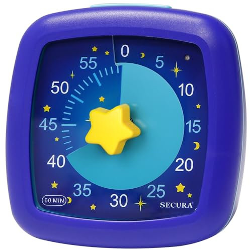 Secura 60-Minute Visual Timer, Silent Study Timer for Kids and Adults, Time Management Countdown Timer for Teaching (Starry Sky)