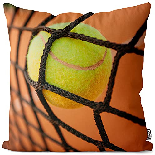 VOID Tennis Tennisball Netz Kissenbezug Kissenhülle Sofakissen Kissen Deko Outdoor-Kissen Dekokissen, 40 x 40 cm, Multicolored with dominant Orange
