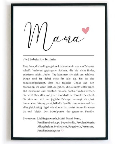 Mama Definition Bild – Geschenk Mutter zum Geburtstag, Weihnachten, Muttertag, Weihnachtsgeschenk, Muttertagsgeschenk, Poster Geschenkidee