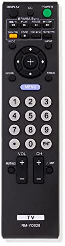 VINABTY RM-YD028 Télécommande Remplacé pour Sony Bravia TV KDL-46S504 KDL55V5100 KDL-55V5100 KDL-52VL150 KDL-22L5000