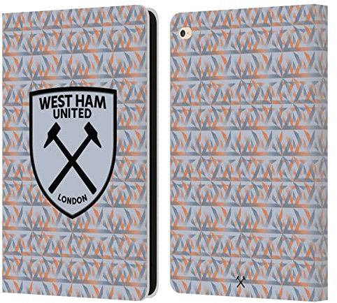 Head Case Designs Offizielle West Ham United FC Away Torwart 2022/23 Crest Kit Leder-Wallet-Hülle Kompatibel mit Apple iPad Air 2 (2014)