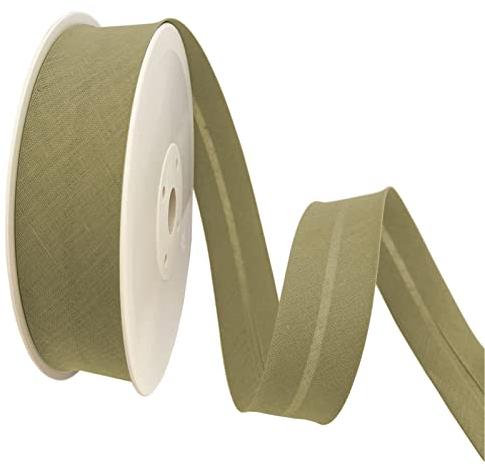 TEXTEX = 40 mm Breites Schrägband. 50% Baumwolle und 50% Polyester. Stück von 10m - (Olivengrün)