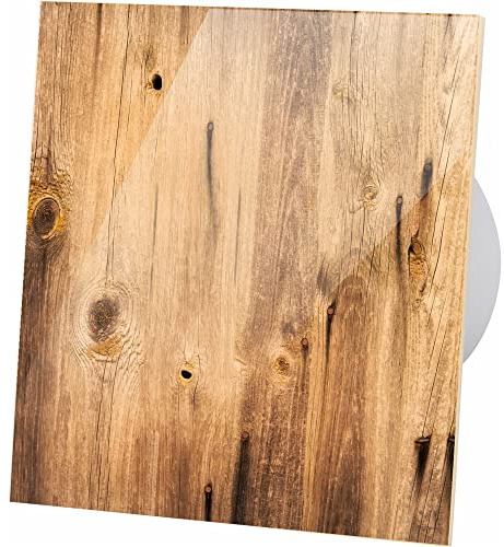 F.H. ANA Design Badlüfter Wandlüfter Deckenlüfter mit Kugellager/Funktion Standard Ø 125 mm Dekorative Frontplatte Leise (Durchmesser: Ø 125 mm, Echtglas - Holz)