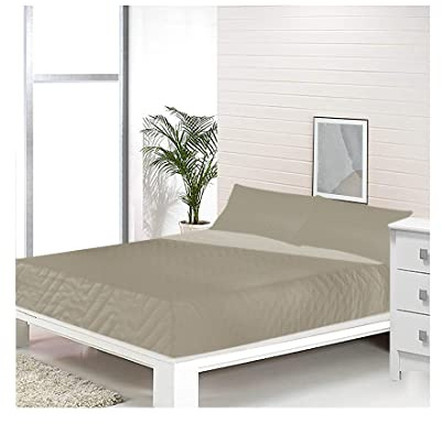 Acomoda Textil - Colcha Bouti Reversible Termosellada + Funda de Cojín 50x70 cm para Dormitorio. Cubrecama, Ligero, Versátil e Ideal para Cualquier Época del Año. (Beige, Cama 135 cm)