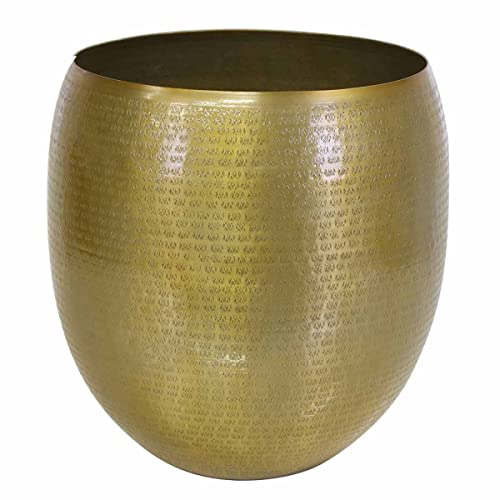 Pot de Fleurs Vega XL Cache Pot de Luxe Pot á Fleurs Pot de Plantes Rond Aluminium doré Fait Main martelé Boho ABK701 CASA Moro