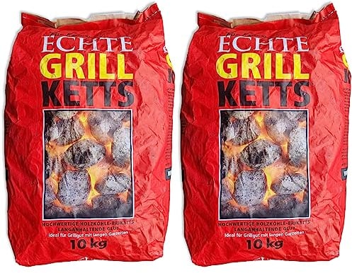 20kg Premium Grillbriketts Grillketts „100% Made IN Germany“ Kohle Holzkohle für Kugelgrill Holzkohlegrill ideal für Dutch Oven Smoker Briketts Grill Kohle