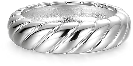 AVECON 925 Sterling Silber Ring für Herren Damen, 6mm Breite Twist Kabel Eheringe Verlobungsring Klassisch Modern Schmuck Größe 62(19.7)