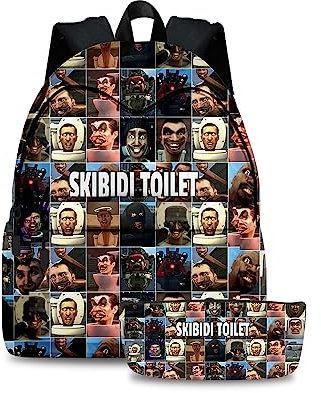 Xinchangda Spiel WC Rucksack 2pcs Set Kinder Rucksack Speakerman Studenten Schultasche Titan TV Mann Schreibwaren Aufbewahrung Schultasche, Typ1, 40*30*17cm