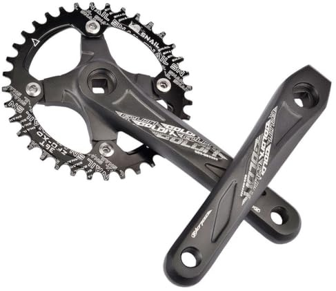 Single Speed Vierkantachse Kurbelgarnitur 170mm 175mm Aluminiumlegierung Mountainbike Kurbelarm Set 32T 34T 36T 38T 40T 42T 64/104 BCD rundes Schmales Breitzahn Kettenblatt ( Color : 34T , Size : 170m