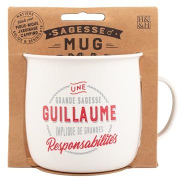 Mug Nomade - Mug à thé et café personnalisé Guillaume - Cadeau pour Homme, Couleurs Pastel (par Exemple, Rose, Bleu, Vert, Jaune)