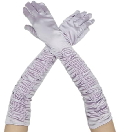 Wambere Damen Lang Handschuhe Satinhandschuhe Abendhandschuhe Opernhandschuhe Sexy Hochzeitshandschuhe für Mädchen Frauen Halloween Karneval Cosplay Teeparty Maskeradeparty Party Kostüm,Helles Lila