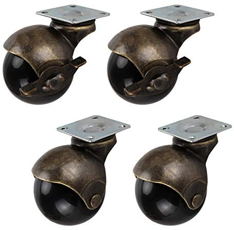 Wheel 4er-Pack Kugelrollen, 2 Zoll 50 mm Nylon-Lenkrollen, antike Ersatz-Möbelrollen, 360-Grad-Schwenkrollen, for Sofa, Tisch, Stühle, Vintage-Bronze-Farbe