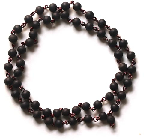 ShivaRatna Karungali Malai with Goverment Lab Certificate Made in Copper Wire 54+1 Beads (8mm Beads Size) Ebony Wood - கருங்காலி மாலை, Black