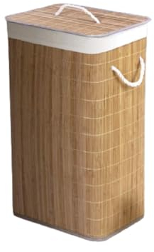 Optimal Products Folding Foldable Bamboo Laundry Hamper Basket Storage Bin Dirty Clothes Washing Bags (Square Natural)