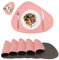 Platzsets Platzdeckchen Abwaschbar Rund,Tischsets rutschfest,Teller Untersetzer Rund,Tischset Lederoptik,Doppelseitigen Platzset und Untersetzer Teller 6er Set Oval(Rosa&Grau)